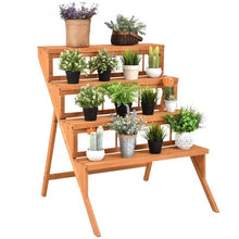 Load image into Gallery viewer, 4 Tiers Wood Ladder Step Flower Pot Holder Plant Stand