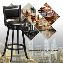Load image into Gallery viewer, Set of 2 29" Swivel Bar Height Stool Wood Dining Chair Barstool-Black