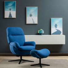 Load image into Gallery viewer, Modern Swivel Rocking Chair and Ottoman Set with Aluminum Alloy Base-Blue
