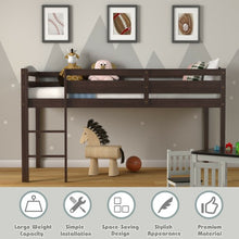 Load image into Gallery viewer, Wooden Twin Low Loft Bunk Bed with Guard Rail and Ladder-Espresso