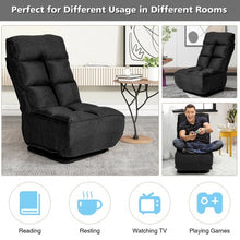 Load image into Gallery viewer, Swivel Folding Floor Gaming Chair with 6 Adjustable Positions and Metal Base-Black