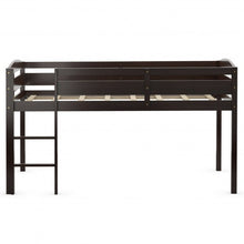 Load image into Gallery viewer, Wooden Twin Low Loft Bunk Bed with Guard Rail and Ladder-Espresso