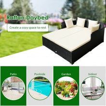 Load image into Gallery viewer, Outdoor Patio Rattan Daybed Thick Pillows Cushioned Sofa Furniture-White
