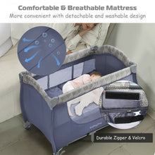Load image into Gallery viewer, Foldable Baby Playard with Changing Station-Gray