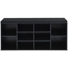 Load image into Gallery viewer, 10-Cube Organizer Entryway Padded Shoe Storage Bench-Black
