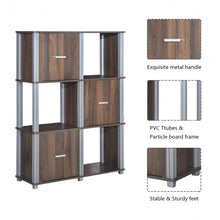 Load image into Gallery viewer, 3-Tier 6 Cubes Storage Shelf Cabinet-Walnut