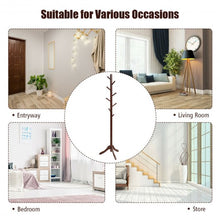 Load image into Gallery viewer, Adjustable Wooden Tree Coat Rack with 8 Hooks-Brown