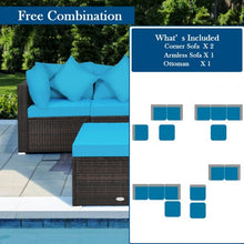 Load image into Gallery viewer, 4 Pcs Ottoman Garden Deck Patio Rattan Wicker Furniture Set Cushioned Sofa