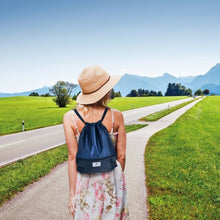 Load image into Gallery viewer, Drawstring Backpack String Bag Foldable Sports Sack with Zipper Pocket-Dark Blue