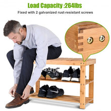 Load image into Gallery viewer, 2-Tier Bamboo Shoe Bench Entryway Storage Racks