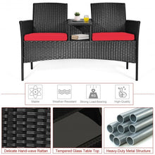 Load image into Gallery viewer, Patio Rattan Conversation Set Seat Sofa-Red