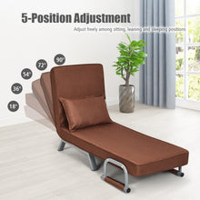Load image into Gallery viewer, Folding 5 Position Convertible Sleeper Bed Armchair Lounge Couch w/Pillow-Coffee