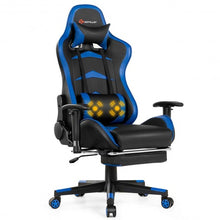Load image into Gallery viewer, Massage Gaming Chair with Footrest-Blue