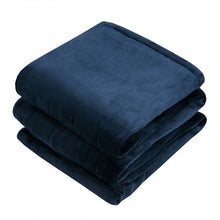 Load image into Gallery viewer, 84" x 90" Flannel Heated Electric Blanket with Dual Controllers -Blue
