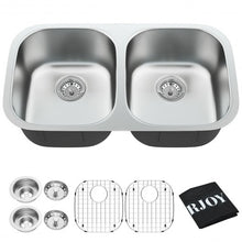Load image into Gallery viewer, 32-1/2" Stainless Steel Double Bowl Kitchen Sink