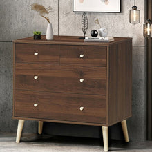 Load image into Gallery viewer, 4-Drawer Dresser Cabinet Storage Organizer Rubber Leg with Rail-Walnut