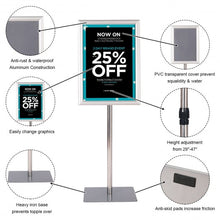Load image into Gallery viewer, 11" x 17" Adjustable Aluminum Pedestal Poster Graphics Stand Holder-Silver