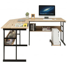 Load image into Gallery viewer, L-Shaped Computer Desk with Tiltable Tabletop-Natural