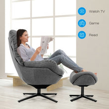 Load image into Gallery viewer, Modern Swivel Rocking Chair and Ottoman Set with Aluminum Alloy Base-Gray