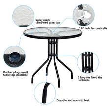 Load image into Gallery viewer, 32" Outdoor Patio Round Tempered Glass Top Table with Umbrella Hole