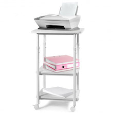 Load image into Gallery viewer, 3-tier Adjustable Printer Stand with 360° Swivel Casters-White