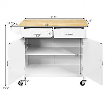 Load image into Gallery viewer, Modern Rolling Kitchen Cart Island with Wooden Top-White