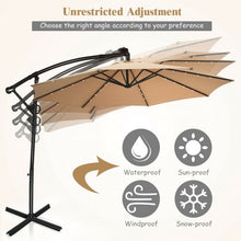 Load image into Gallery viewer, 10FT 360° Rotation Solar Powered LED Patio Offset Umbrella-Beige