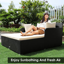Load image into Gallery viewer, Outdoor Patio Rattan Daybed Thick Pillows Cushioned Sofa Furniture-White