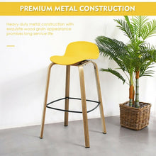 Load image into Gallery viewer, Set of 2 Modern Barstools Pub Chairs with Low Back and Metal Legs-Yellow