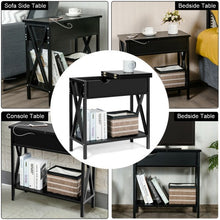 Load image into Gallery viewer, Flip Top End Table Sofa Side Console Table-Black