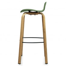 Load image into Gallery viewer, Set of 2 Modern Barstools Pub Chairs with Low Back and Metal Legs-Green