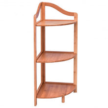 Load image into Gallery viewer, 3 Tiers Free Standing Bamboo Corner Shelving Rack