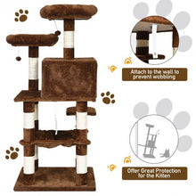 Load image into Gallery viewer, 55" Multi-Level Kitten Activity Tower with Hammock-Brown