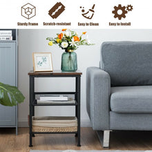 Load image into Gallery viewer, 3-Tier Industrial End Side Table Nightstand Adjustable Shelves