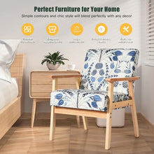 Load image into Gallery viewer, Modern Accent Armchair Fabric Lounge Chair with Rubber Wood Leg-Blue