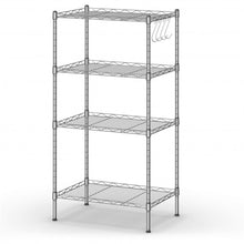 Load image into Gallery viewer, 4-Wire Shelving Metal Adjustable Storage Rack with Removable Hooks-Silver