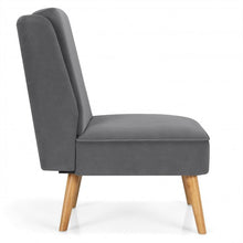 Load image into Gallery viewer, Velvet Accent Chair with Rubber Wood Legs for Living Room-Gray