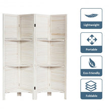 Load image into Gallery viewer, 4 Panel Folding Room Divider Screen with 3 Display Shelves-White