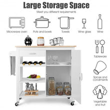 Load image into Gallery viewer, Kitchen Island Trolley Cart Storage Cabinet with Wine Rack & Shelf-White