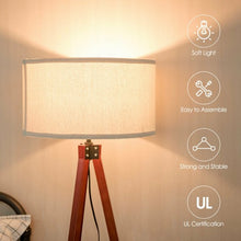 Load image into Gallery viewer, Modern Wood Tripod Floor Lamp with Foot Switch