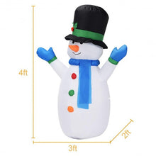 Load image into Gallery viewer, 4 ft Airblown Inflatable Christmas Snowman Decoration