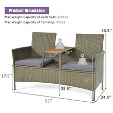 Load image into Gallery viewer, 2-Person Patio Rattan Conversation Furniture Set with Coffee Table