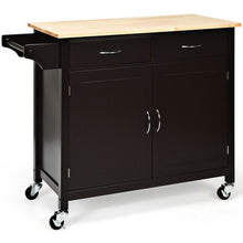 Load image into Gallery viewer, Modern Rolling Kitchen Cart Island with Wooden Top-Brown
