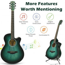 Load image into Gallery viewer, 40" Full Size Cutaway Acoustic Guitar Starter Guitarra Bundle Kit -Green