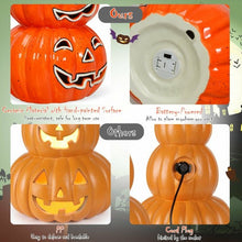 Load image into Gallery viewer, 3-Tier Color-Changing Lighted Ceramic Pumpkin Lantern