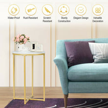 Load image into Gallery viewer, X-Shaped Marble Top Small Round Side Table End Table