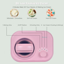Load image into Gallery viewer, 1.1 QT Ice Cream Maker Automatic Frozen Dessert Machine with Spoon-Pink