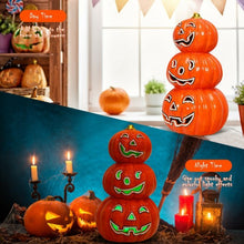 Load image into Gallery viewer, 3-Tier Color-Changing Lighted Ceramic Pumpkin Lantern