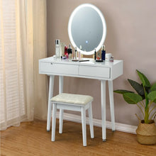 Load image into Gallery viewer, Touch Screen Vanity Makeup Table Stool Set -White