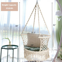 Load image into Gallery viewer, Hanging Hammock Chair Macrame Swing Hand Woven Cotton Backrest